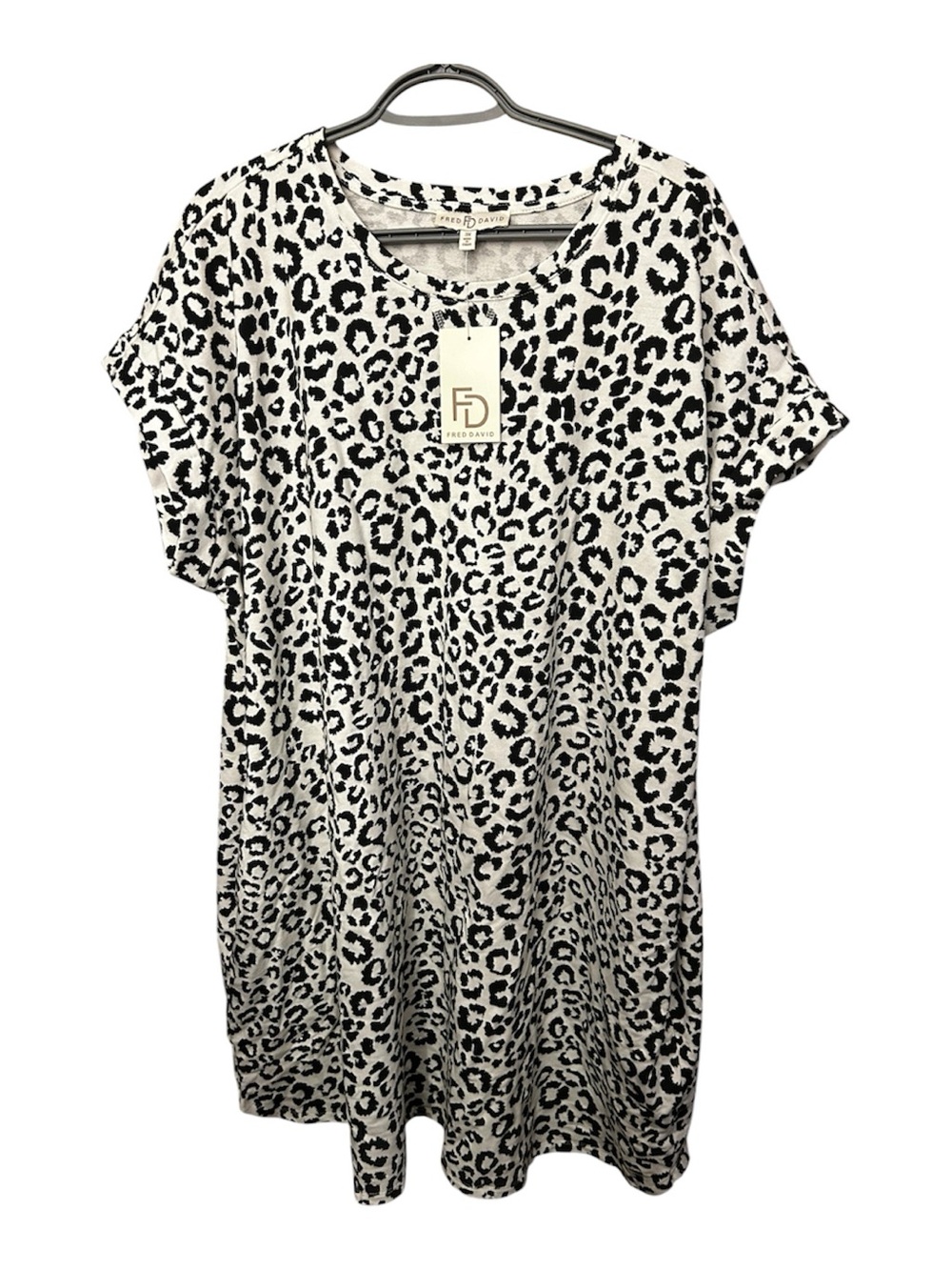 Fred David Black & White Leopard Print Top
